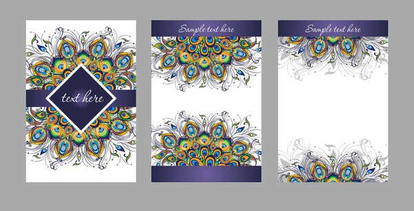 Peacock feathers, vector design of cover