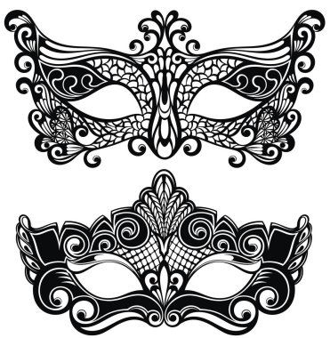 Karnaval maskeleri beyaz arka planda izole edilmiş