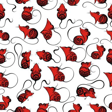  Fare deseni kusursuz. Fare seti. Zodiac işareti Fare.