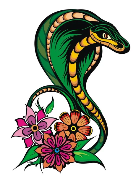 Ilustración Vectorial Del Estilo Tatuaje Serpiente — Vector de stock