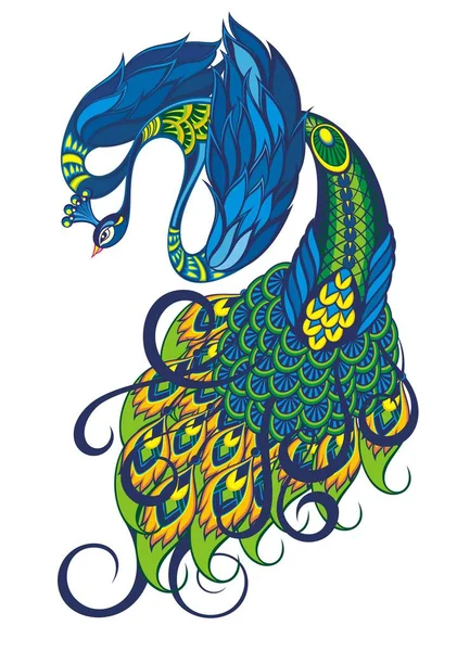 Decorative Peacock White Background — 图库矢量图片