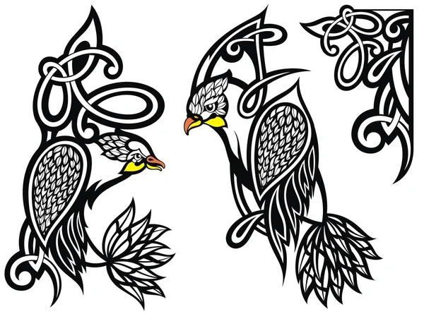 Tattoo Design Birds Tetování Art Tribal Vector Prvek Tetování Rohu — Stockový vektor