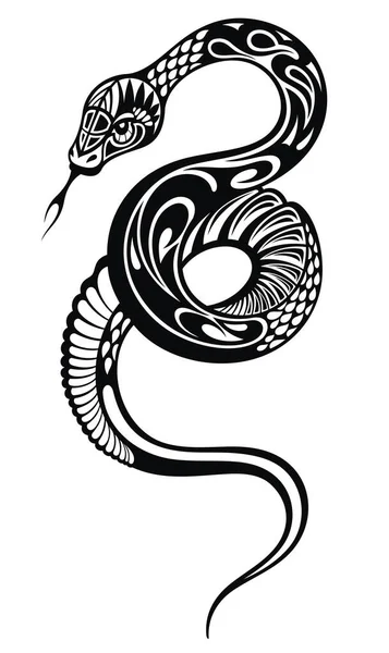 Ilustración Silueta Serpiente Diseño Tatuaje Vectorial — Vector de stock