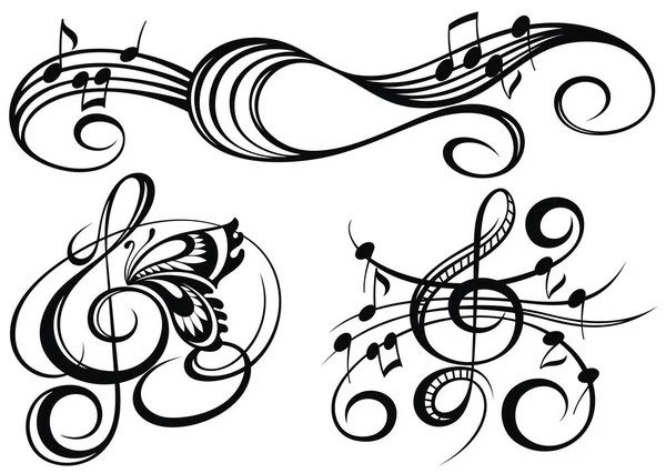 Notas Musicais Elemento Design Musical Ilustração Vetorial Isolada Vetor De Stock