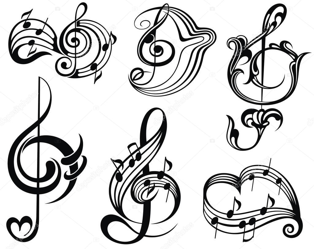 Music note design elements.Vector illustration