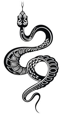 Snake silhouette illustration. Vector tattoo design. clipart