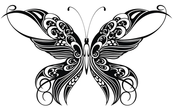 Dekorativní Abstraktní Kresba Motýla — Stockový vektor
