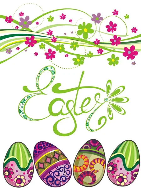 Easter Eggs Composition Happy Easter — Stock Vector