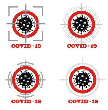 Covid-19 Coronavirus kavramı yazı dizaynı logosu. Hedef 