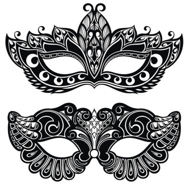 Parti için Venedik Karnavalı yüz maskeleri koleksiyonu