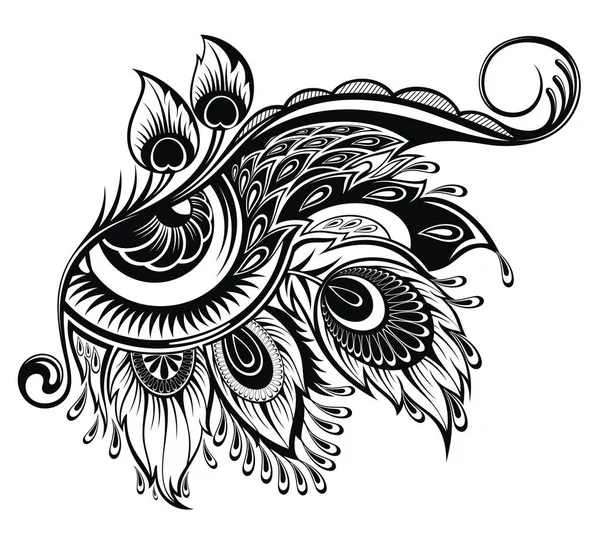 睫毛标志 用羽毛化妆 孔雀羽毛的纹身眼符号 — 图库矢量图片