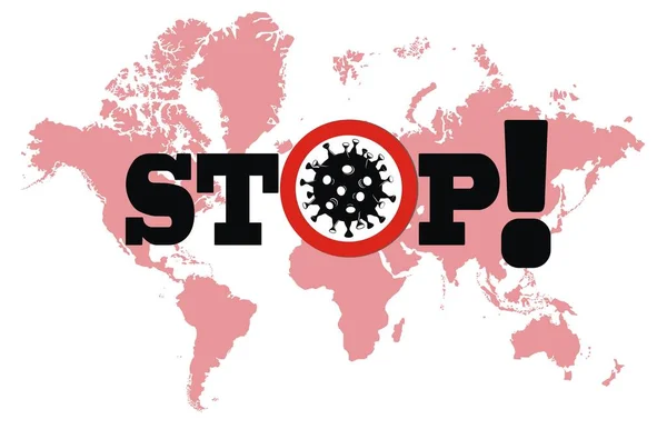 Stop Covid Conceito Mapa Mundo Vermelho Com Sinal Stop Covid —  Vetores de Stock