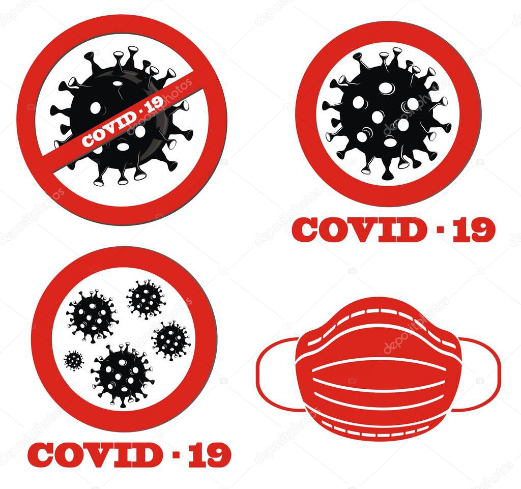 Covid-19 Coronavirus concept inscription typography design logos. 