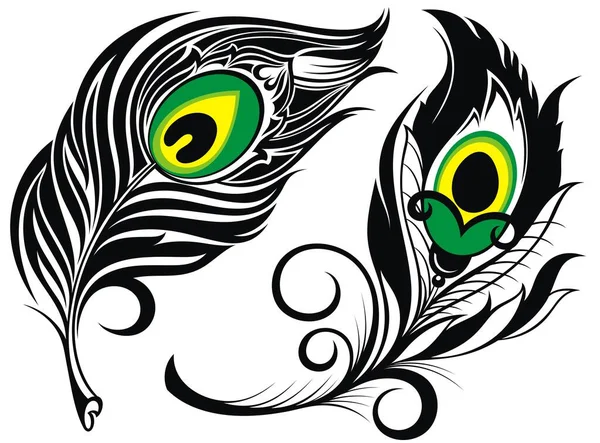 Φτερά Σετ Από Φτερά Peacock Για Σχεδιασμό Σας Εικονογράφηση Διανύσματος — Διανυσματικό Αρχείο