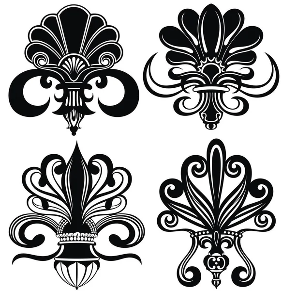 Royal Lily Heraldic Symbol Elegant Emblem Form Flower Vintage Drawing — Stock Vector