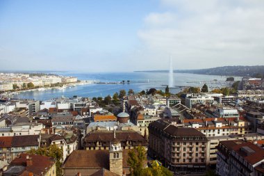 Panoramic aerial view of Geneva in a beautiful summer day, Switzerland clipart