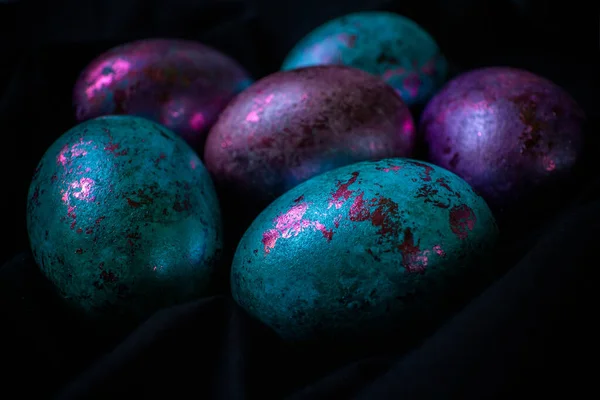 Happy Easter during the World Widespread Pandemic 2020. Beautiful, vibrant eggs for the holiday.