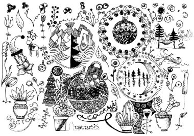 dudling eller ve Noel desenleri topları