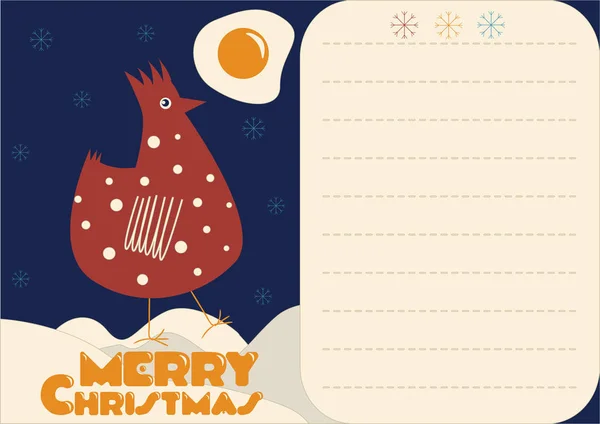 Carte de Noël avec coq rouge — Photo