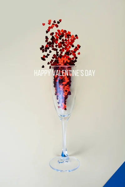 Red hearts in a glass. Valentines Day concept. — Stock Photo, Image