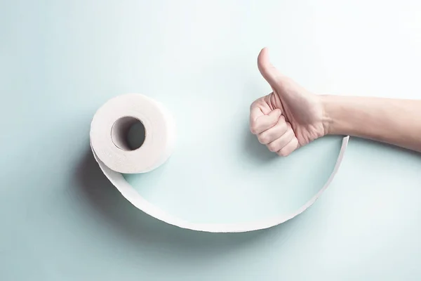 Туалетний Папір Рука Сформуйте Обличчя Посмішкою Концепція Тему Коронавірусу — стокове фото
