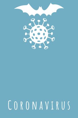 Coronavirus 'lu bir yarasanın silueti. Salgın konseptiyle ilgili bir konsept. Metin için bir yer.