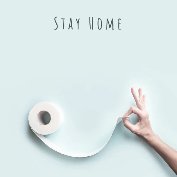 Toilet Paper Hand Gesture Form Face Smile Concept Theme Coronavirus — Stock Photo, Image