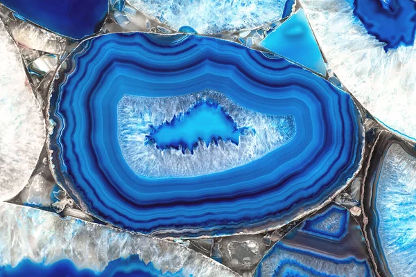 Decorative Agate Slab Blue Semi Precious Stone Abstract Background Design — Stock Photo, Image