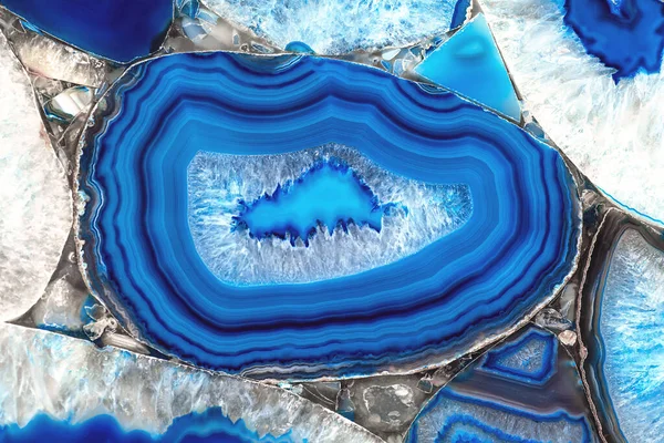 Laje Ágata Decorativa Pedra Semi Preciosa Azul Fundo Abstrato Para — Fotografia de Stock