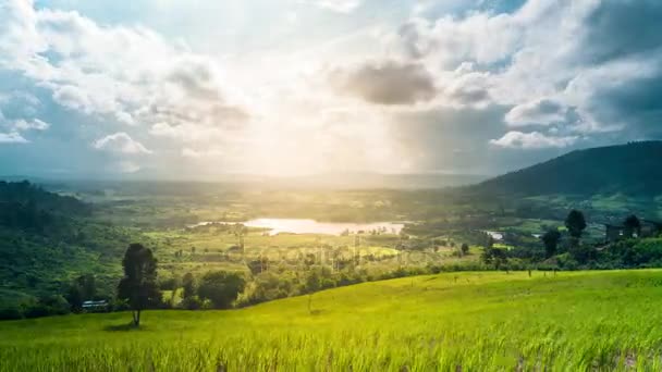 Hermoso cielo sobre pantano en el valle verde . — Vídeos de Stock