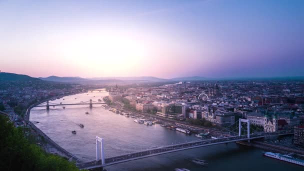 Macaristan Başkenti Günbatımında Zaman Atlamalı Görünümlerini — Stok video