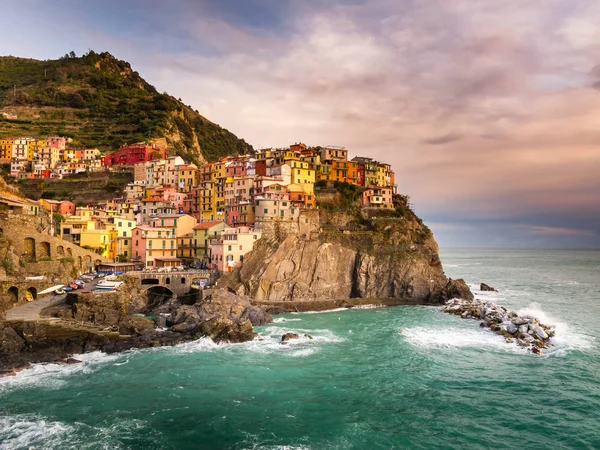 Manarola Cinque Terre Five Lands Liguria Italy Beautiful Sunset View — Fotografia de Stock
