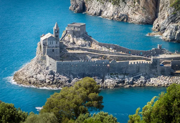 Porto Venere Portovenere Liguria Italy Beautiful Aerial Scenic View Church — Stockfoto