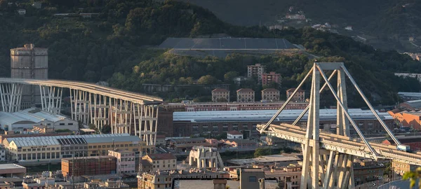 Genoa Italy September 2018 What Left Collapsed Morandi Bridge Connecting — стокове фото
