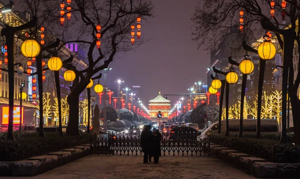 Xian China Januar 2018 Schöne Malerische Ansicht Des Glockenturms Von — Stockfoto