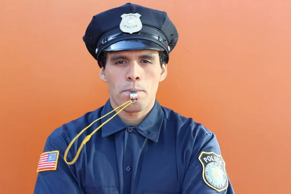 Etnický Americký Policista Kopií Prostoru — Stock fotografie