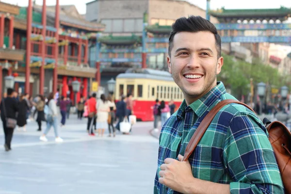 Man strolling around Beijing, China