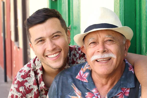 Hispanic Senior Man His Son — Stock Photo, Image