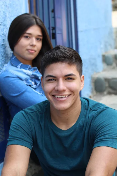 Retrato Belo Jovem Casal Rua Cidade Velha — Fotografia de Stock