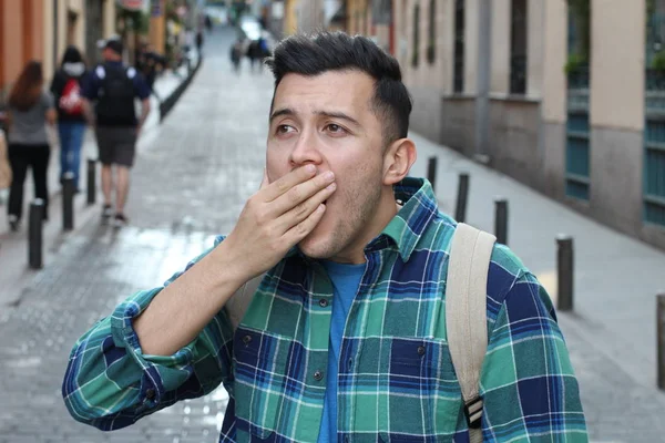 Närbild Porträtt Stilig Ung Man — Stockfoto