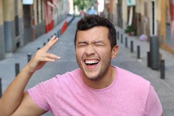 Junge Männer Lachen Wirklich Hart Freien — Stockfoto