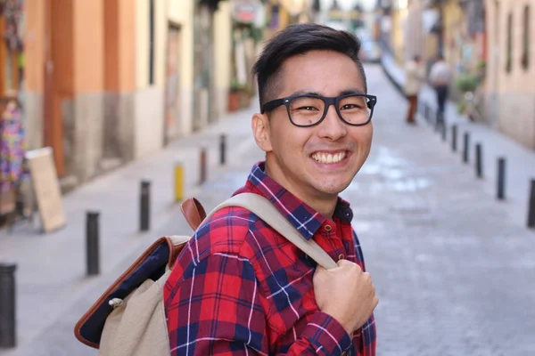 Hombre Asiático Aire Libre Con Espacio Copia —  Fotos de Stock