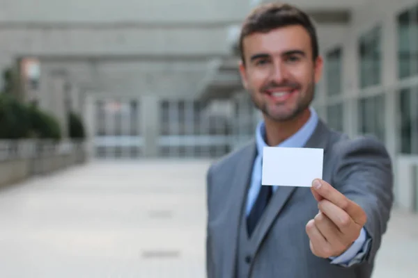 Zakenman Gaat Zijn Visitekaartje Geven — Stockfoto