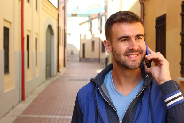 Primer Plano Retrato Joven Guapo Ropa Casual Calle — Foto de Stock