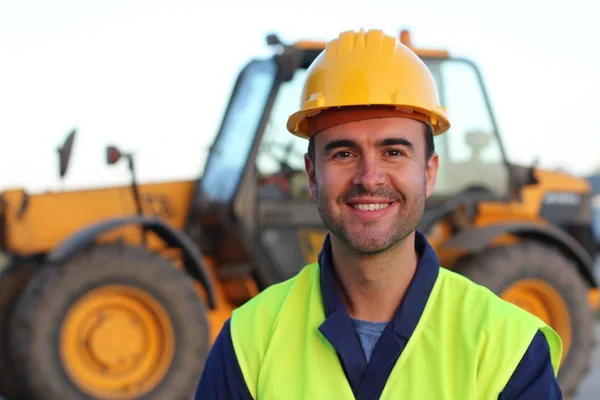 Autista Professionista Del Settore Delle Costruzioni Ritratto Primo Piano All — Foto Stock