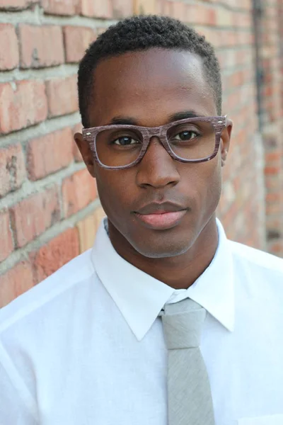 Nahaufnahme Porträt Eines Hübschen Jungen Afrikanisch Amerikanischen Mannes Weißem Hemd — Stockfoto