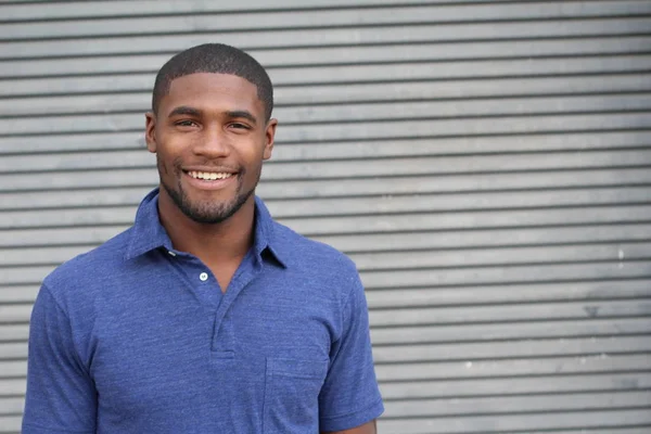 Close Portrait Handsome Young African American Man Street — Stock Photo, Image