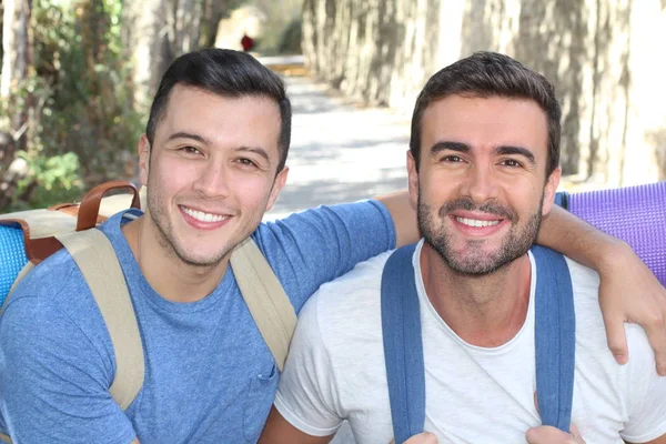 Gay Couple Enjoying Hike Daytime — Stock Photo, Image