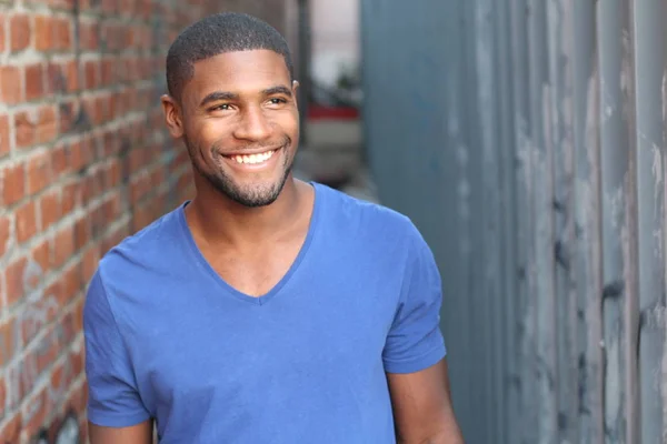 Close Portrait Handsome Young African American Man Street — Stock Photo, Image