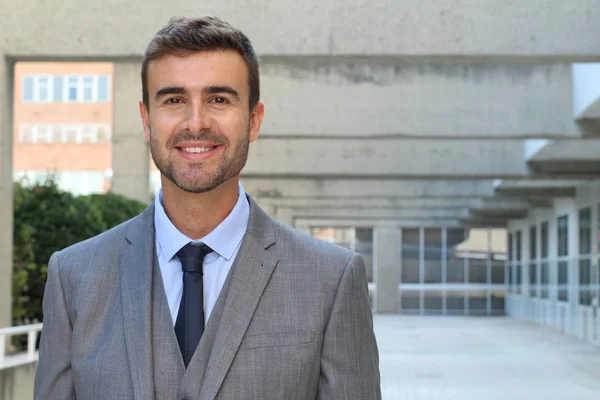 Hombre Elegante Bien Parecido Sonriendo — Foto de Stock